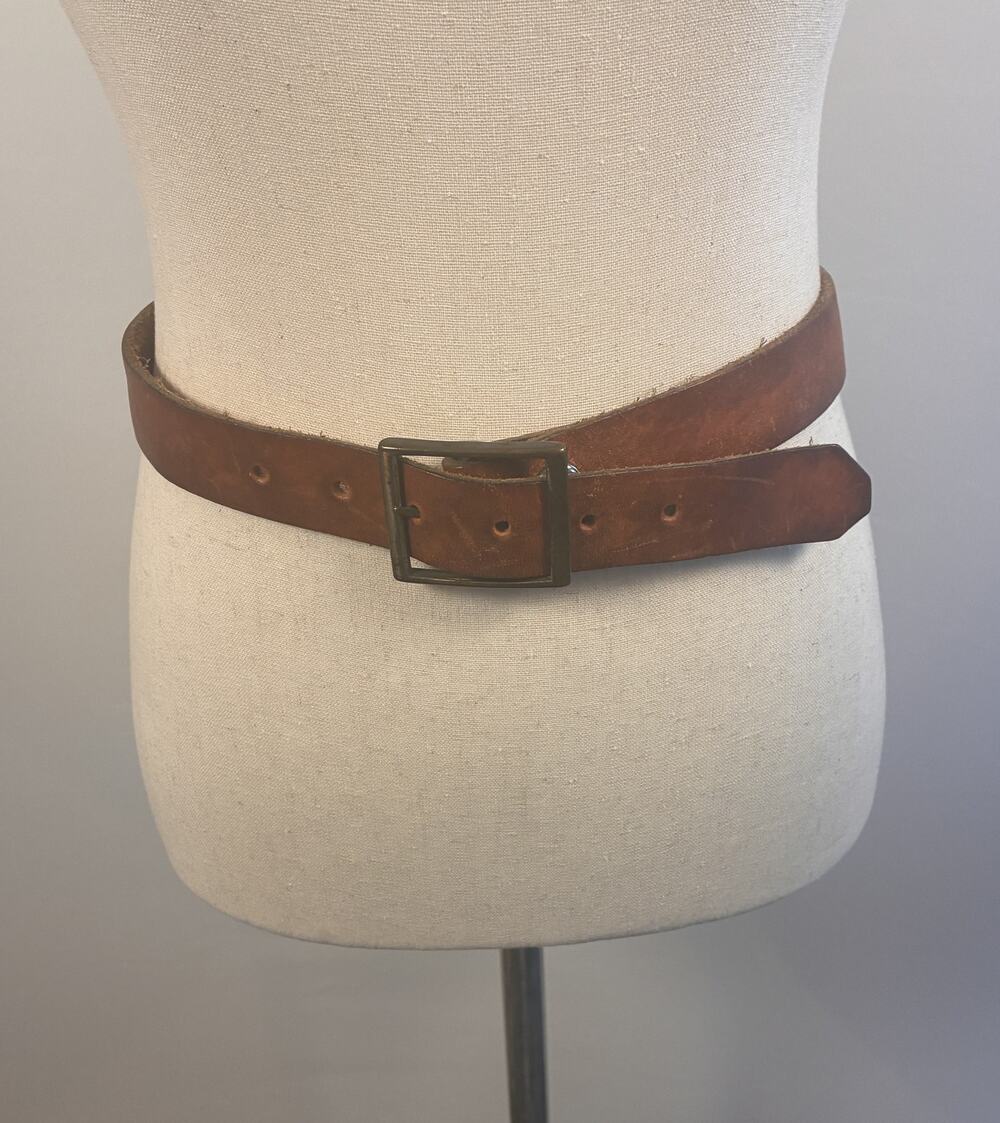 Vintage Custom Tooled Leather Western Belt "Murray" Floral Painted Accents 34"